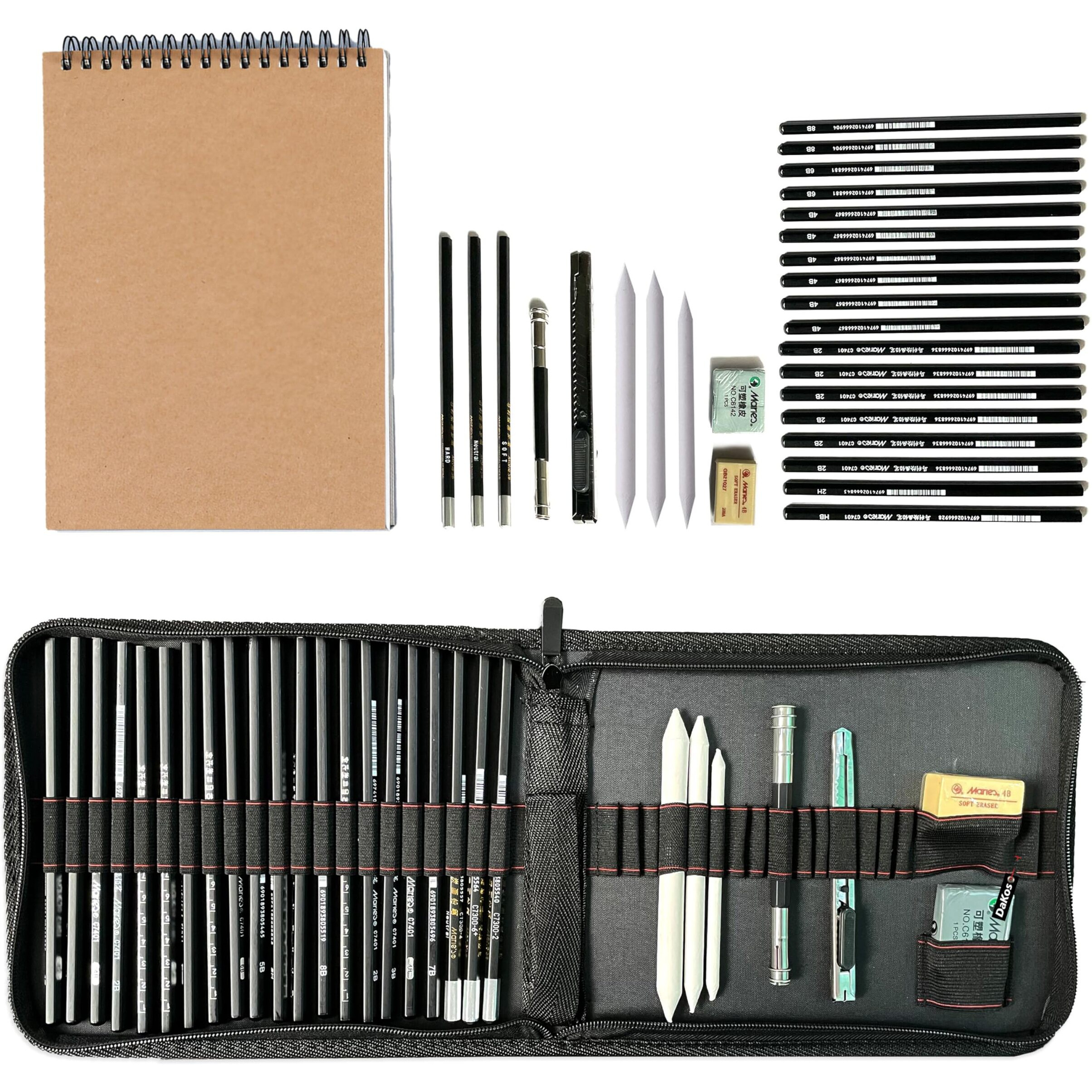 Kraptick Sketch Pencil Set - Drawing & Shading Pencils, Charcoal Pencils, Sketching Book - Perfect For Adult Artists - Yellow, Unisex, All Seasons