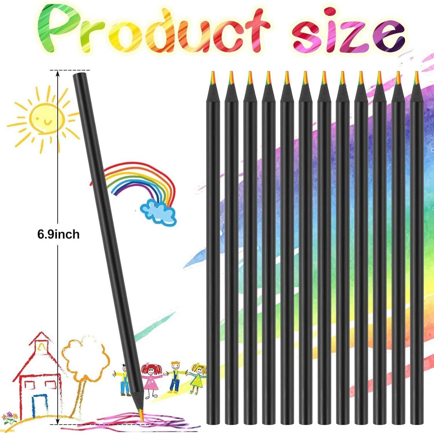 Krifa Enterprise Coloured Pencils For Kids And Adults, 7 Colours In 1, For Coloring Books, Drawing, Sketching (12 Pieces)