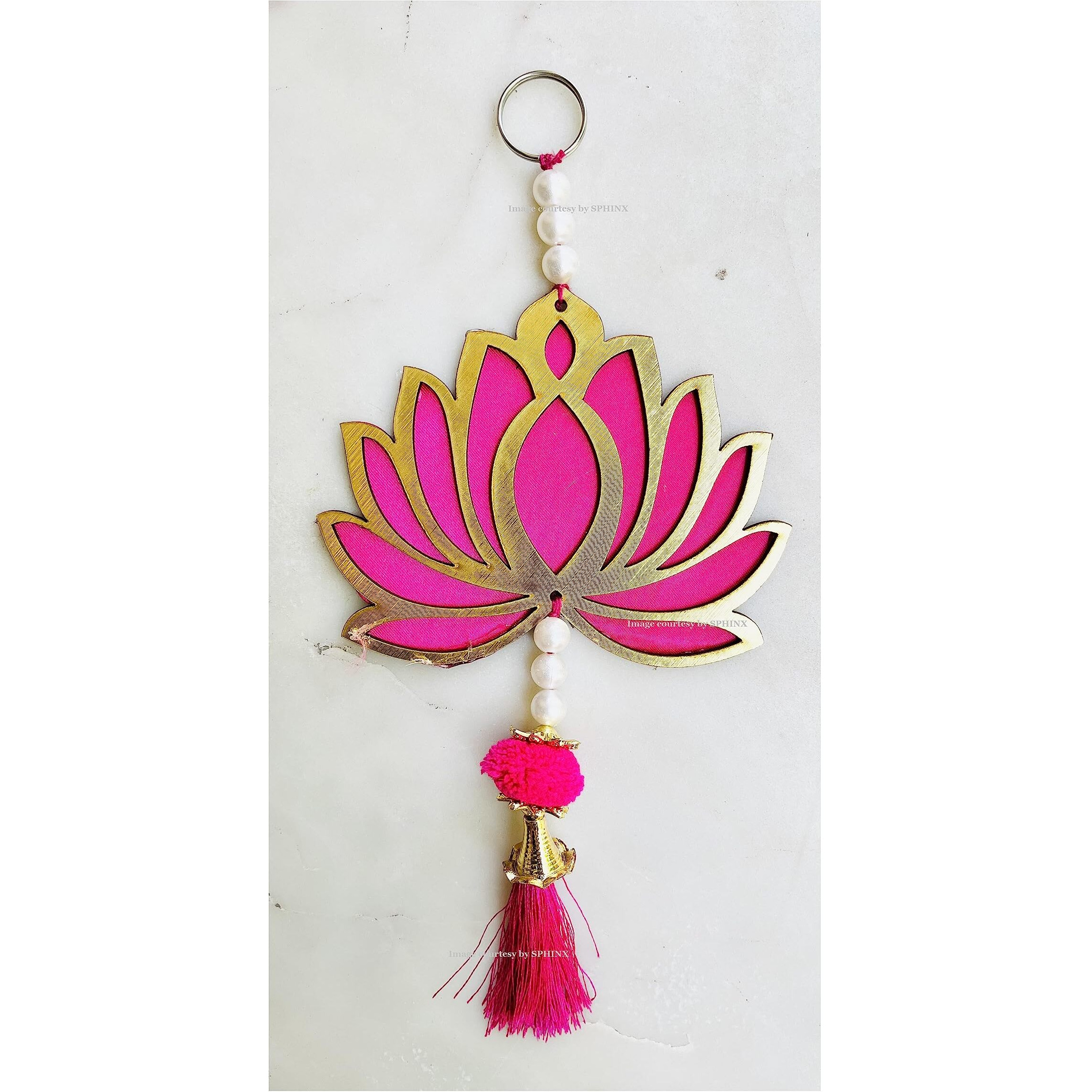 Sphinx Mdf Lotus Cut Outs, Tassels Latkans, Floral Wall Hangings, Lotus Candle Holder, T-Lites - Main Entrance & Backdrop Decorations (2 Piece)