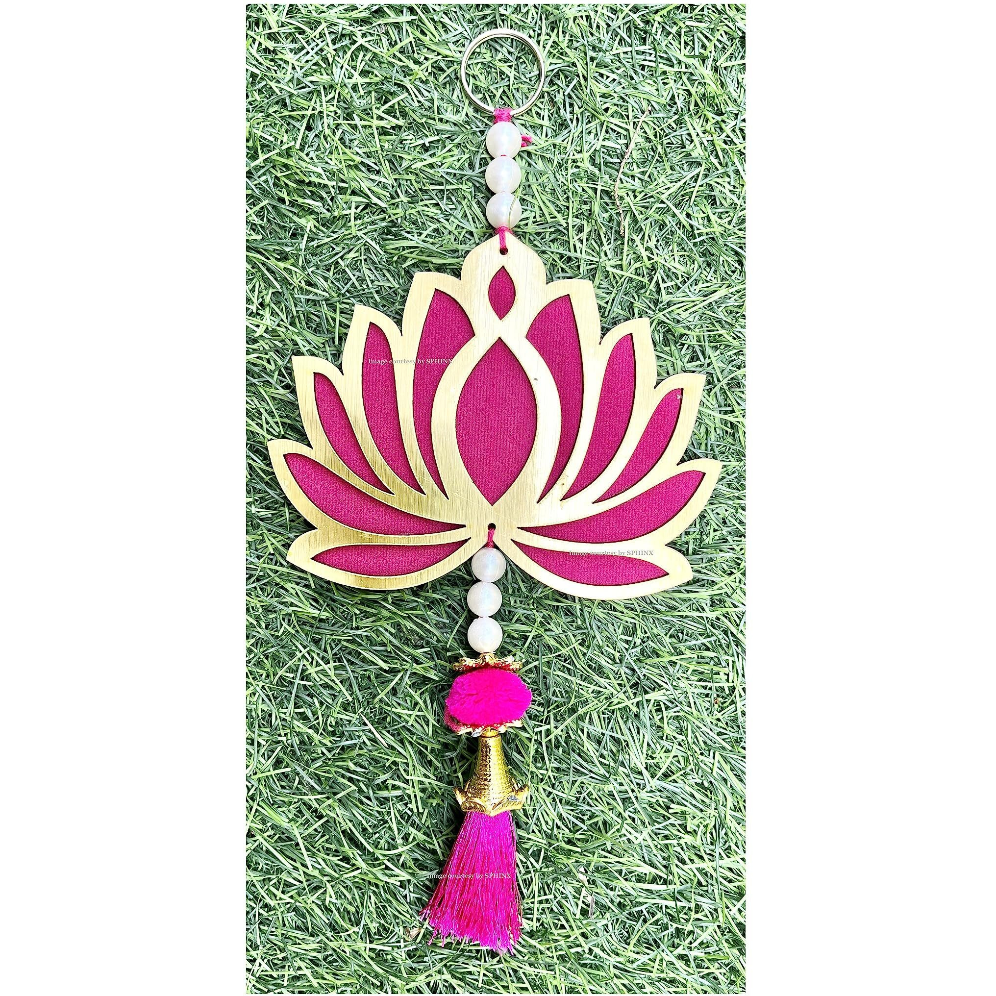 Sphinx Mdf Lotus Cut Outs, Tassels Latkans, Floral Wall Hangings, Lotus Candle Holder, T-Lites - Main Entrance & Backdrop Decorations (2 Piece)