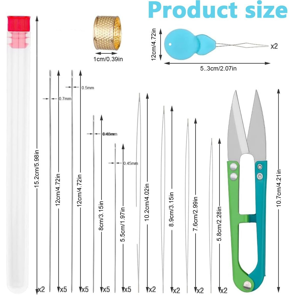Hasthip 28Pcs Beading Needles Set, 20 Pcs Long Straight Beading Thread Needles And 8 Pcs Big Eye Beading Needles With Needle Bottle, Thimble, Needle Threaders For Bracelets And Jewelry Making