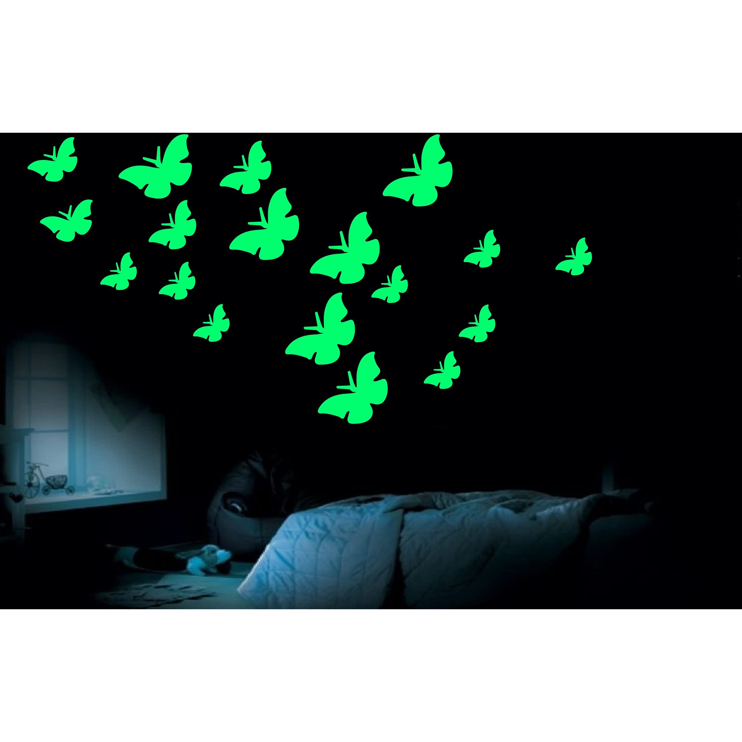 Monk Wish Butterfly Radium Glow In The Dark Wall Stickers For Kids Room And Decoration