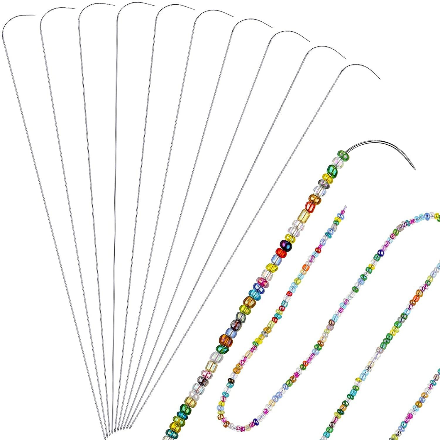 Beadsnfashion Stainless Steel Curved Beading Needles For Embroidery & Beading (Ultra Long Curved Design)