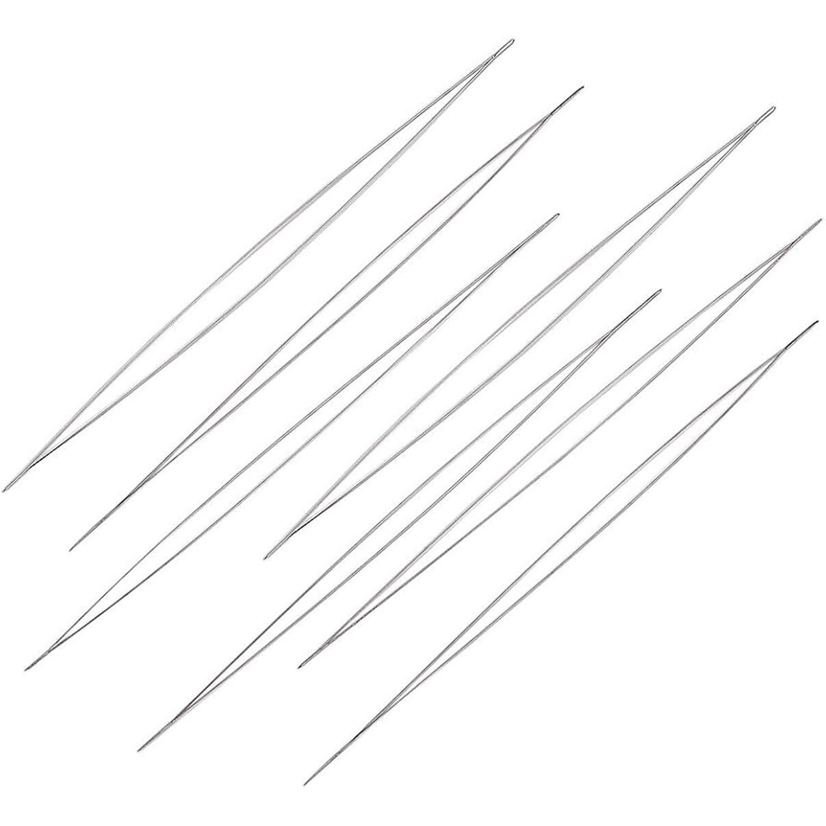 Beadsnfashion 4 Pcs Stainless Steel Big Eye Beading Needles 4.5 Inches, Diameter 0.22Mm  For Jewellery Making, Embroidery & Beadwork