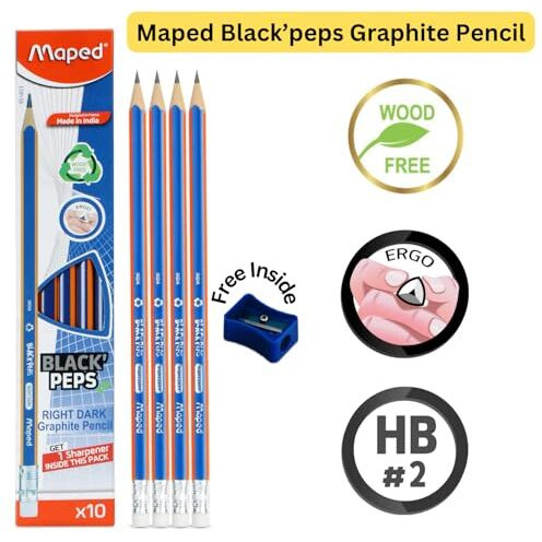 Maped Colouring, Drawing & Sketching Kit|3 In 1 Kit|10 Eraser Tip Pencils, 6 Shading Pencil & 12 Colour Pencils|Colouring Kit|Drawing Kit|Shading Kit|Birthday Gift|Return Gifts|Colour Set For Kids