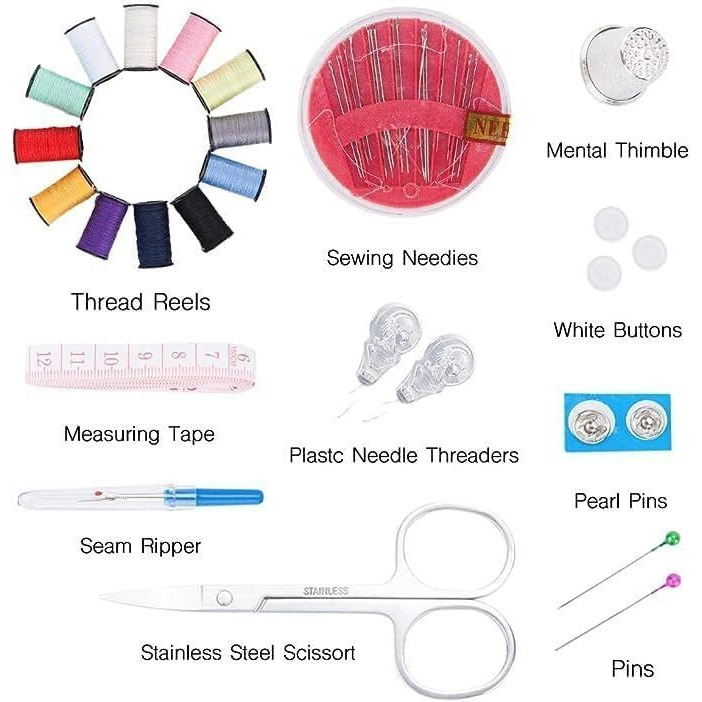 Rexez Mini Travel Sewing Kits, All In One Complete Sewing Kit Set, Thread Box Tailoring Materials, Needle And Thread Box | Portable Sewing Kit Accessories For Travelling Outdoor Emergency Stitching