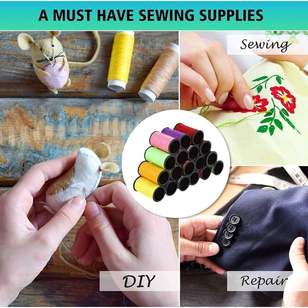 Rexez Mini Travel Sewing Kits, All In One Complete Sewing Kit Set, Thread Box Tailoring Materials, Needle And Thread Box | Portable Sewing Kit Accessories For Travelling Outdoor Emergency Stitching