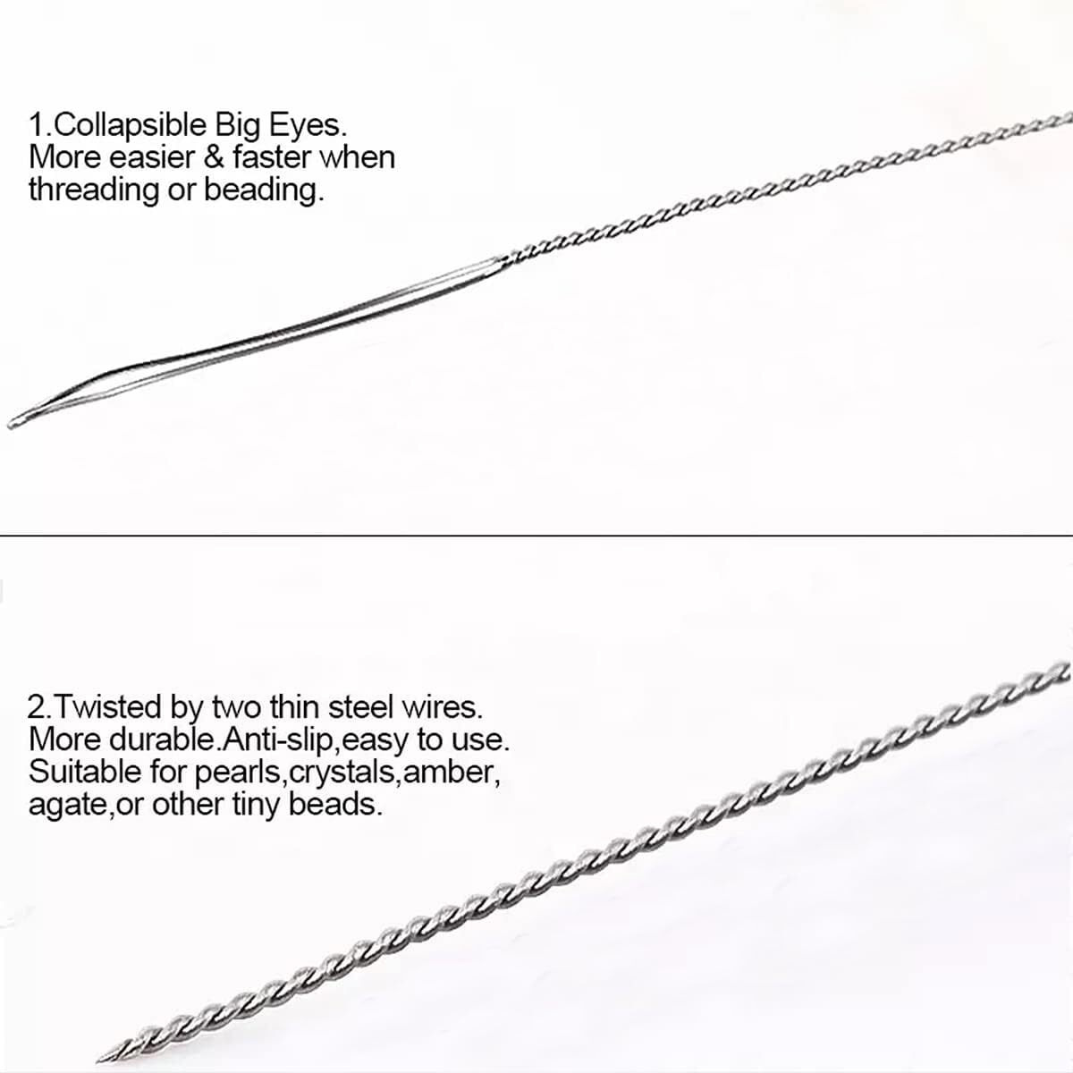 Embroiderymaterial 1 Piece Steel Collapsible Eye Beading Needles Ideal For Stringing Small Beads, Embroidery With Beads, Jewelry Making, And Other Craft Projects (0.5X135Mm, 1 Piece)