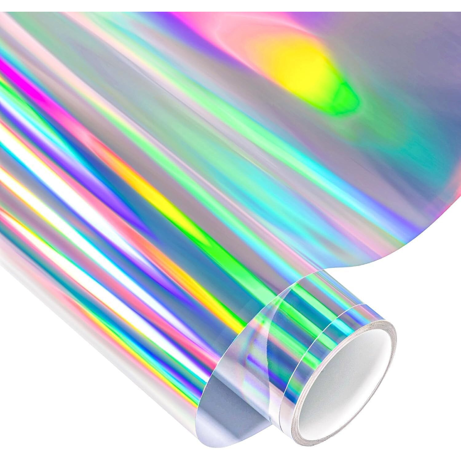 Mahir Holographic Chrome Craft Adhesive Vinyl Roll Holographic Spectrum Silver Rainbow Vinyl 50 Cm X 70 Cm Roll