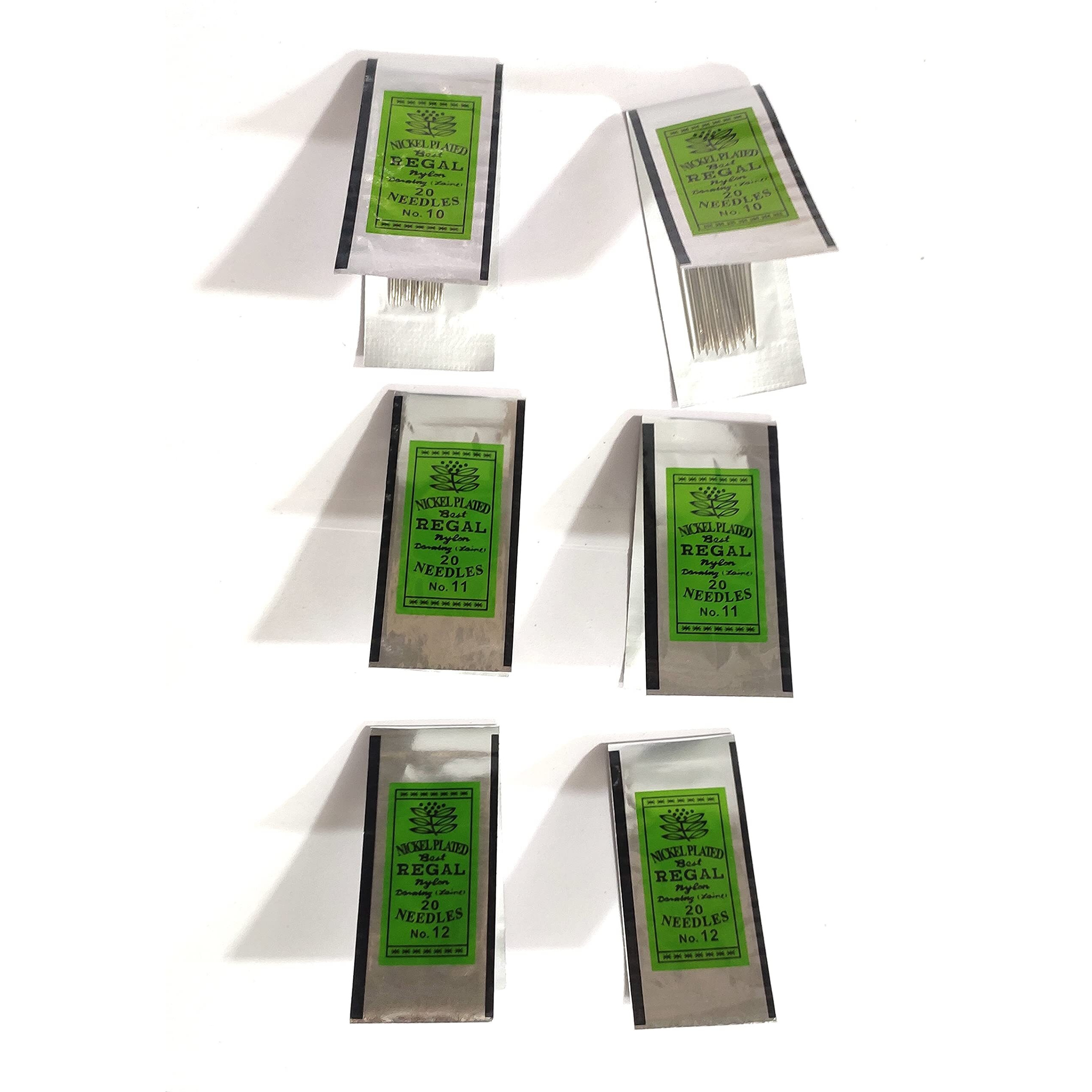 Omx Sewing Beading Needle For Hemming, Beads Zardosi Embroidery & Jewelry Making- 5 Packets. - Total 120 Needles (Size - 10, 11 & 12 (40 Pc Each)- Total 120 Pc) , Silver