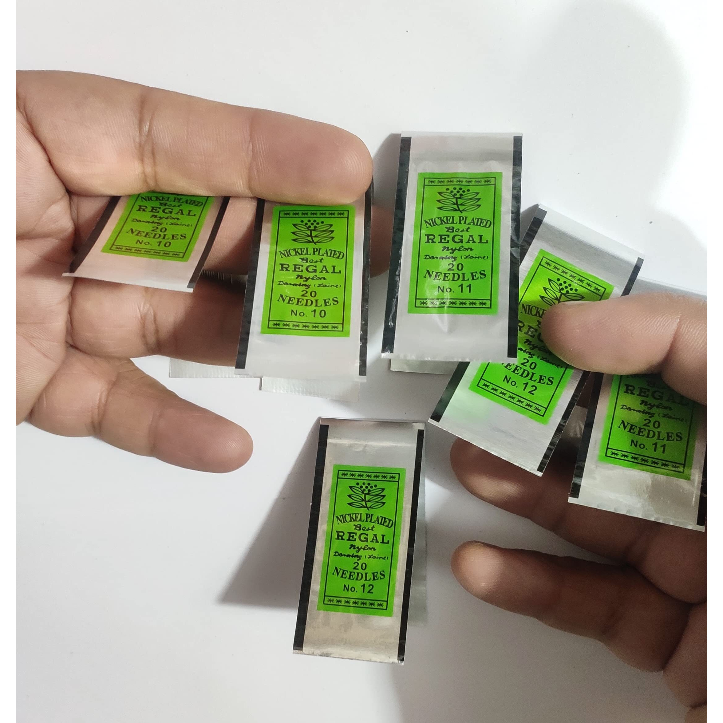 Omx Sewing Beading Needle For Hemming, Beads Zardosi Embroidery & Jewelry Making- 5 Packets. - Total 120 Needles (Size - 10, 11 & 12 (40 Pc Each)- Total 120 Pc) , Silver