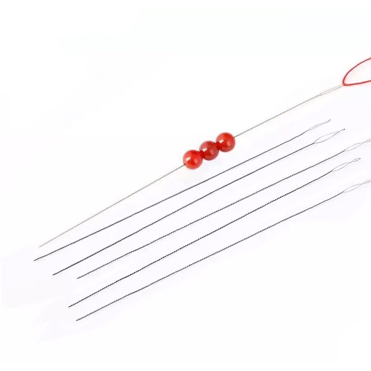Embroiderymaterial 3 Pcs Stainless Steel Collapsible Eye Beading Needles For Embroidery Beading Purpose (3 Sizes Combo)