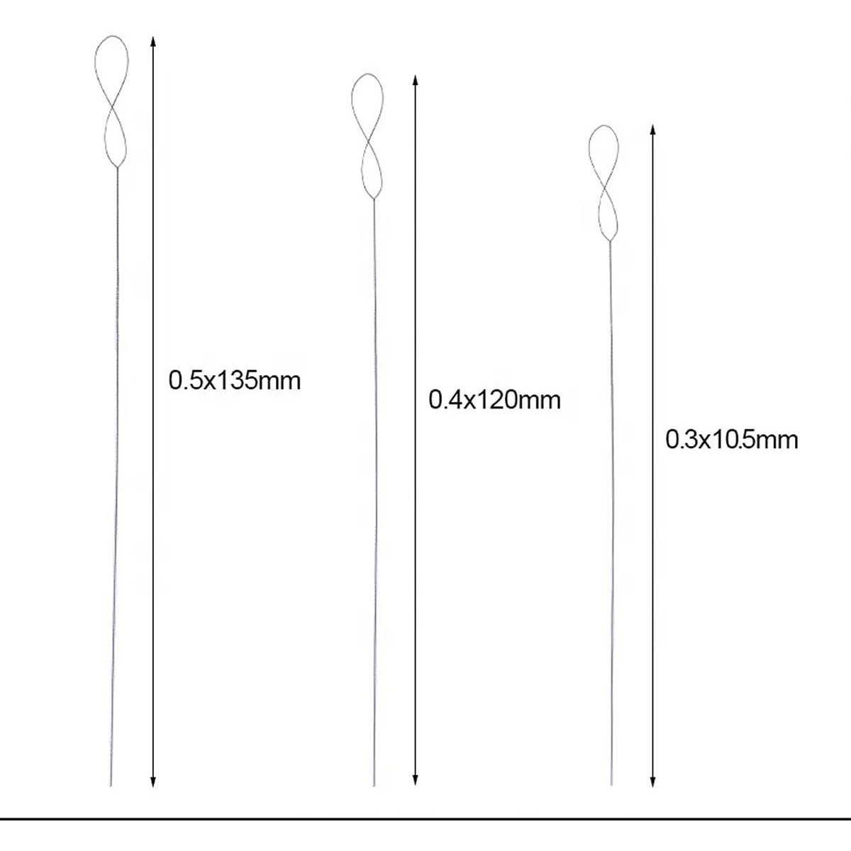 Embroiderymaterial 3 Pcs Stainless Steel Collapsible Eye Beading Needles For Embroidery Beading Purpose (3 Sizes Combo)