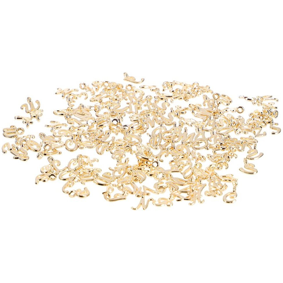 Artibetter 104Pcs Alphabet Abc Letter Charms English Charms Pendant For Name Necklace Bracelet Key Chain Jewelry Making Golden