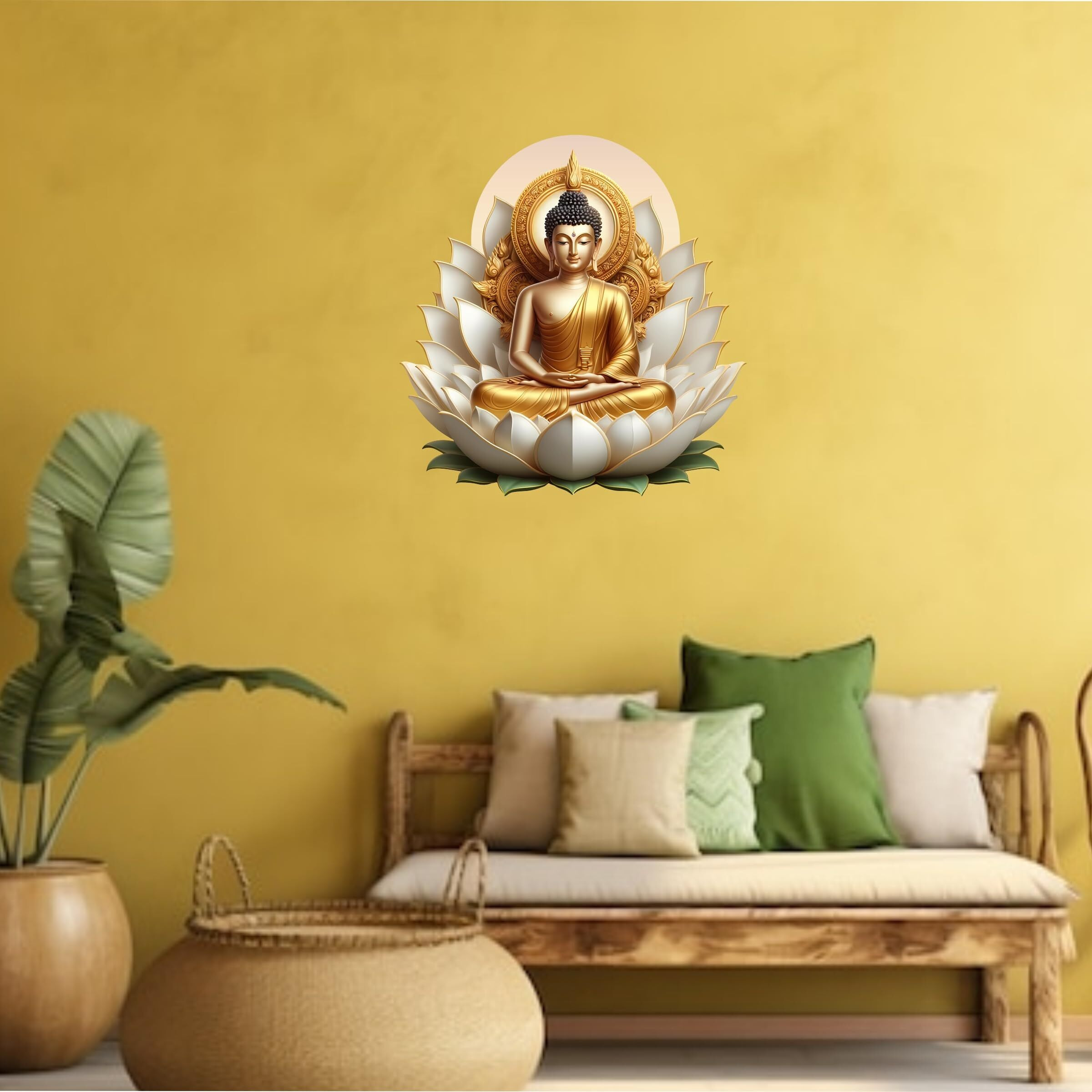 Creativeedge Lord Buddha Multicolor Decorative Wall Sticker (46 Cm X 46 Cm)