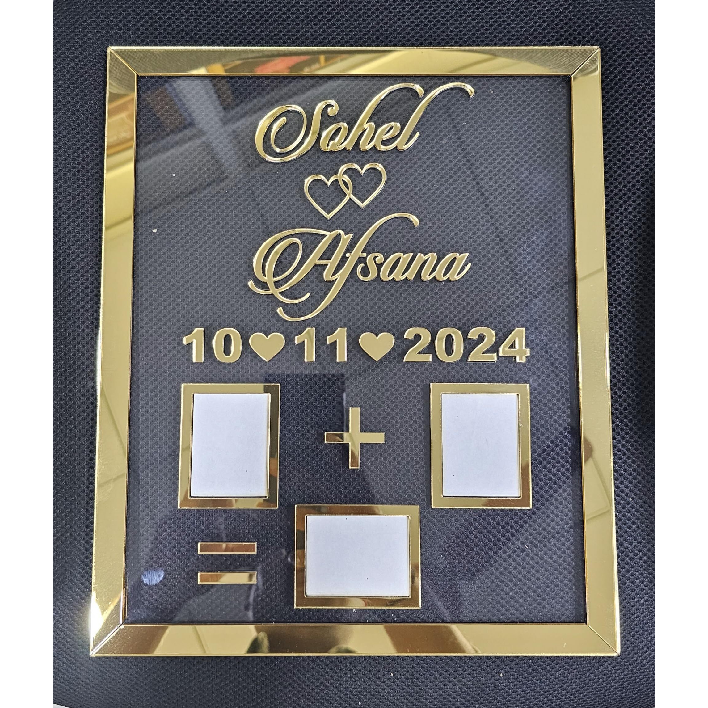 Ukani Thumb Impression Gift For Couple (Size 30 Cm X 25 Cm)| Wedding Thumb Print | Couple Gift| Finger Print Gift| Personalized Text | Golden Acrylic Design| Anniversary Gift/Nikah Gift