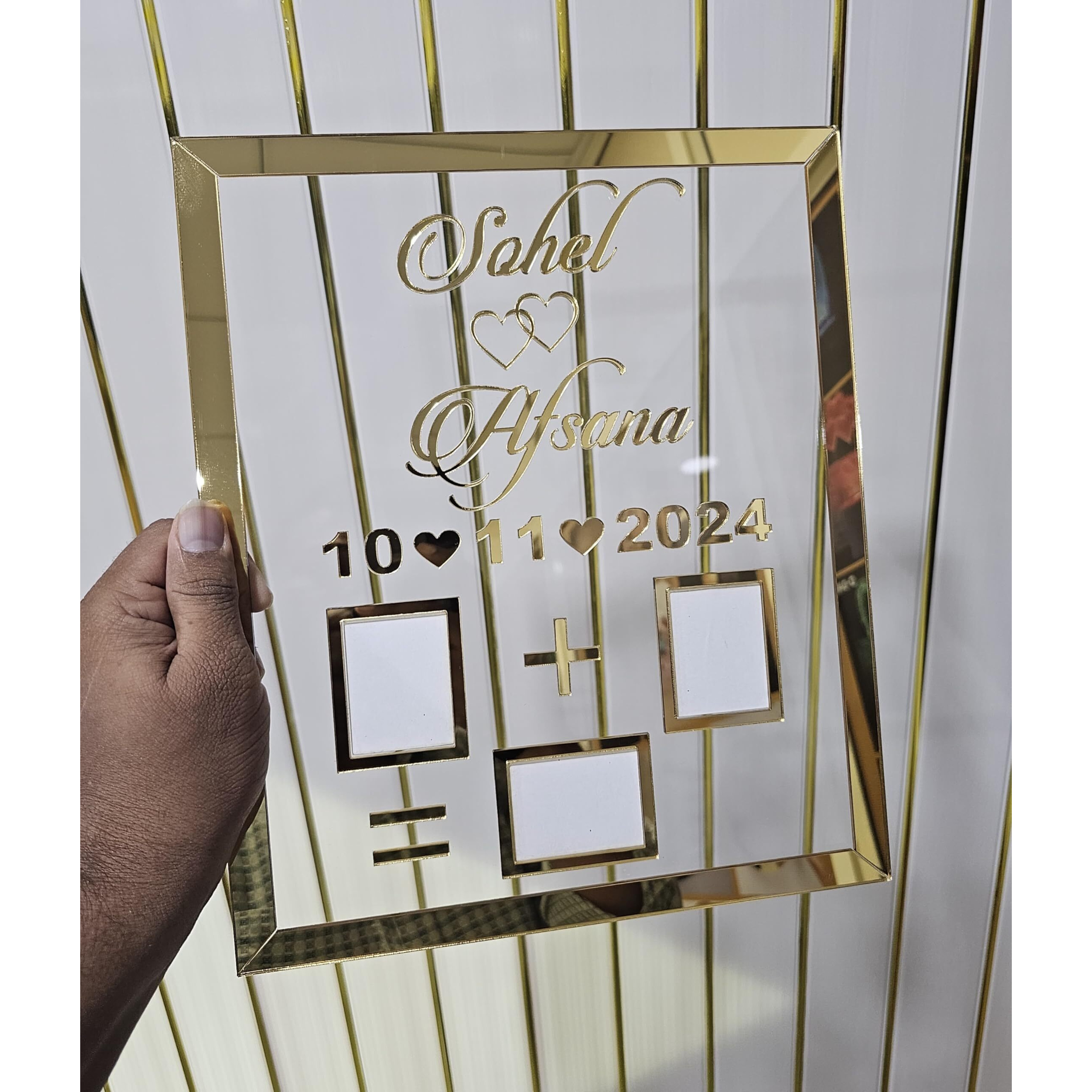 Ukani Thumb Impression Gift For Couple (Size 30 Cm X 25 Cm)| Wedding Thumb Print | Couple Gift| Finger Print Gift| Personalized Text | Golden Acrylic Design| Anniversary Gift/Nikah Gift