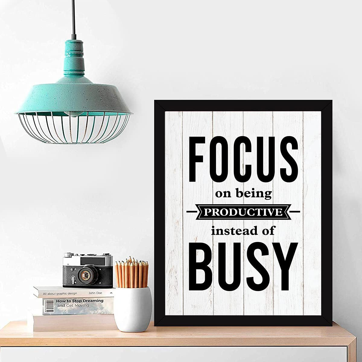 Chaka Chaundh - Office Quotes Frames - Motivational Quotes Wall Frames For Office - Focus Business Quotes Wall Frame - Office Quotes Wall Poster - (14 X 11 Inches) (Focus On Being Productive - White)
