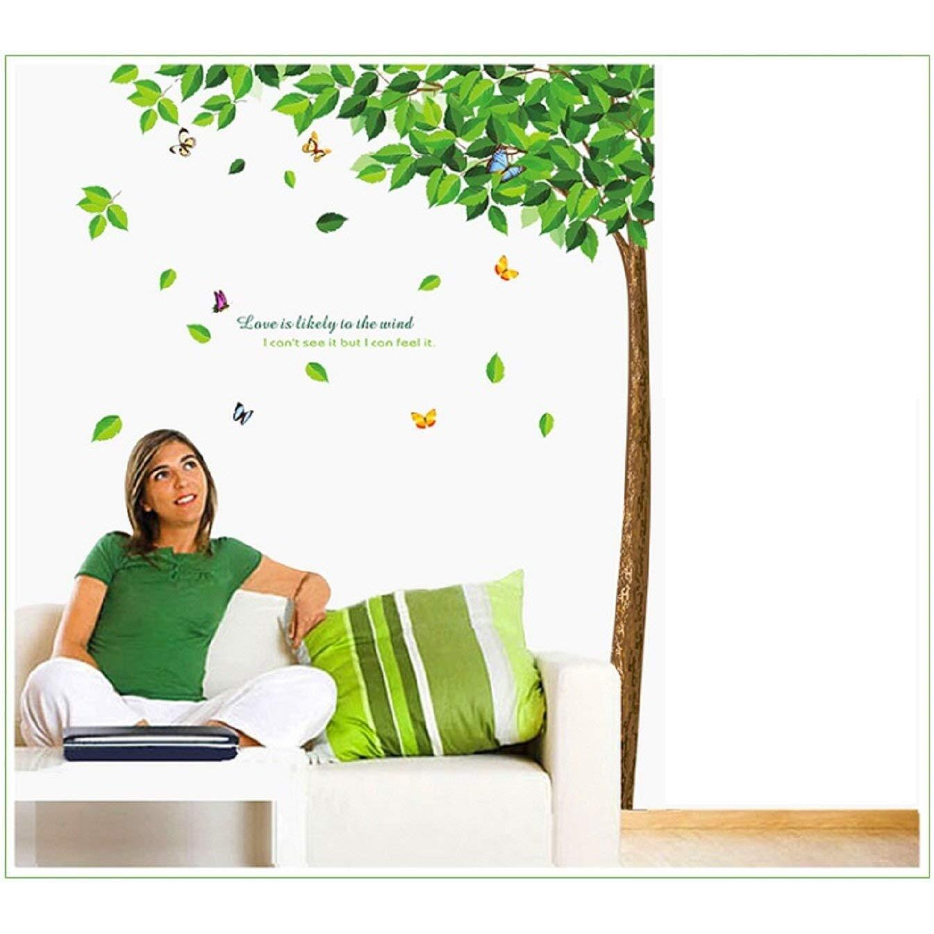 Jaamso Royals Green Tree Wall Decals Peel And Stick Kids Nursery Bedroom Living Room Dcor Wall Stickers (60 Cm X 90 Cm), Vinyl