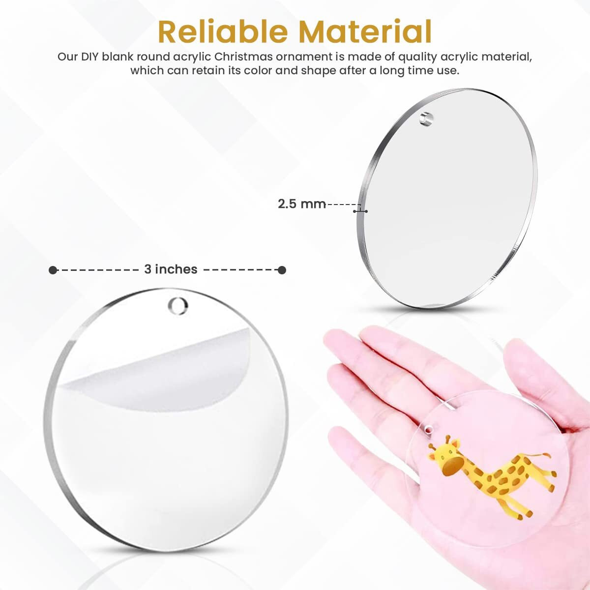 Bigimall Acrylic Circle Blanks - 30 Pcs, Clear Acrylic Discs, 3 Inch Diameter With Holes, Ideal For Vinyl Crafts, Diy Projects, Clip Art
