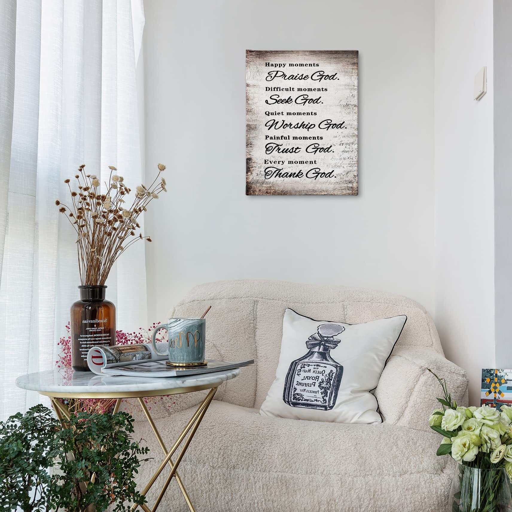 Phamte Modern Wooden Wall Art 11X14 Inches Religious Pastels Glossy Wrapped Canvas Art Print Easy To Hang