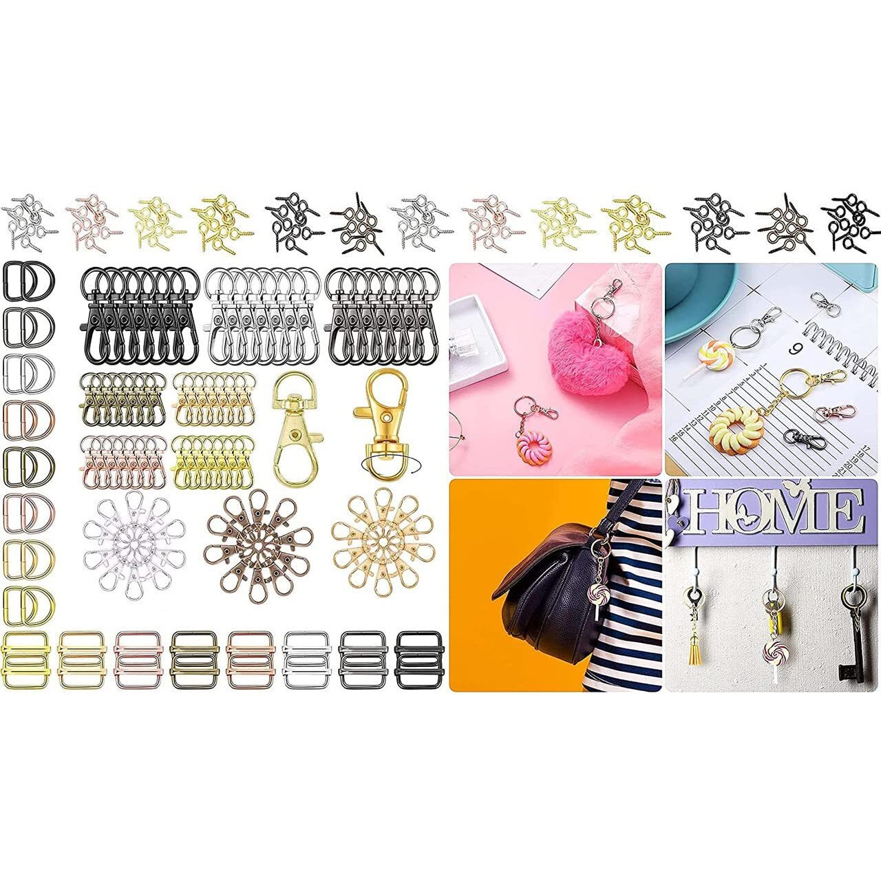 Diy Crafts 50 Chain+Key Chain, Chorme Silver, 50 Chain+Key Chain Only, Swivel Clasps Set Metal Lanyard Snap Hook, Lobster Claw Clasps Keychain Rings Ope (50 Chain+Key Chain, Chorme Silver)