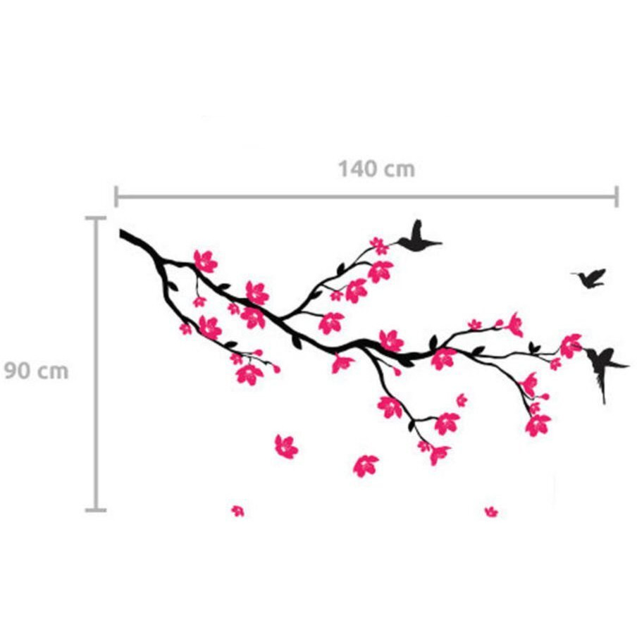 Decals Design 'Humming Birds And Blossoms' Wall Sticker (Pvc Vinyl, 50 Cm X 70 Cm, Multicolour)