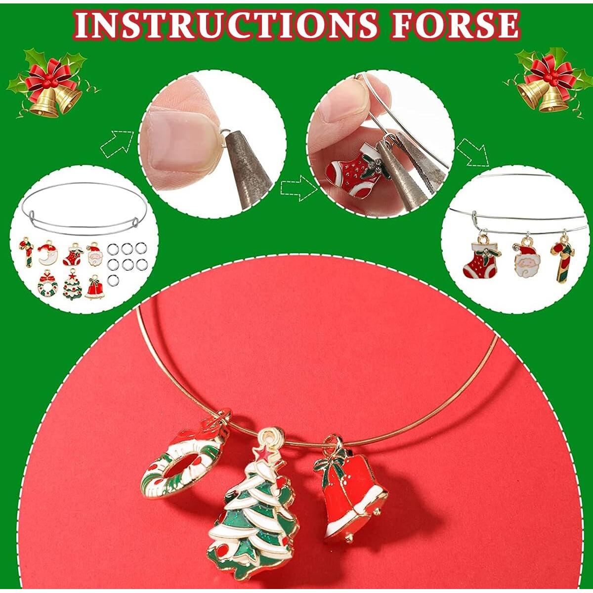 Sannidhi 40Pcs Christmas Charms Pendants Set Assorted Jewelry Making Kit Gold Plated Enamel Pendants Charms For Diy Earrings Bracelet Necklace, Christmas Gift And Crafting