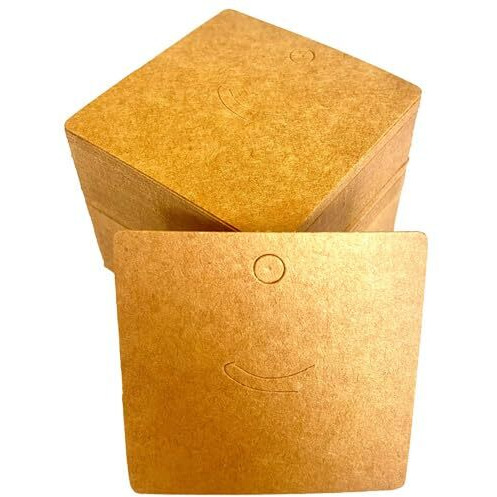 Zenomia Paper Earrings Card Square Jewelry Pendants Display Packaging Cards Holder Price Hanging Tags Brown (2.36X2.36Inch) 50Pcs