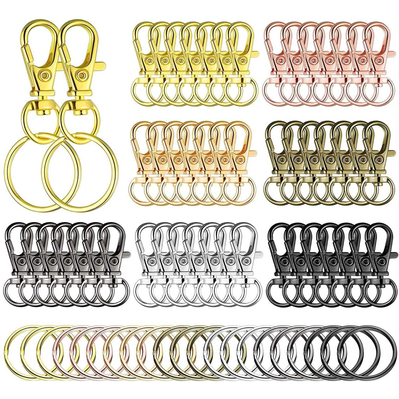 Diy Crafts 30 Only Kerings, Golden, Only Key Rings, Swivel Clasps Set Metal Lanyard Snap Hook, Lobster Claw Clasps Keychain Rings Open Rings Eye Screw (30 Only Kerings, Golden)