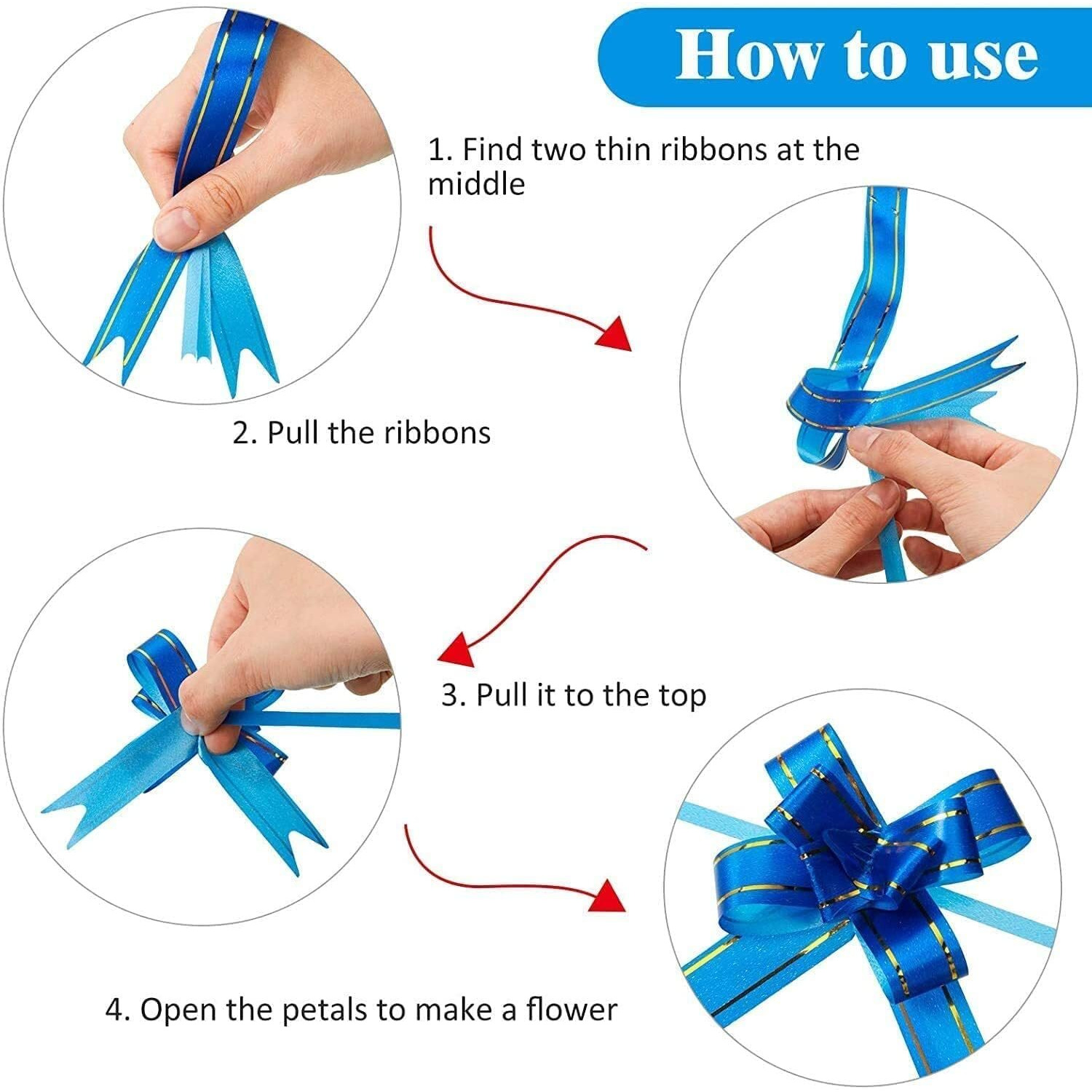 Prokart Colorful 18Mm Pull Bow Striped Ribbon String With 30Cm Long Handmade Pull Flower Ribbon For Wrapping And Decoration Gift For Wedding 30Pc (Assorted Color), Multicolor