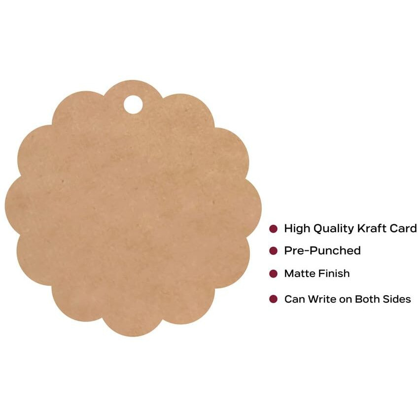 Townbus - Pack Of 200 Double Sided Blank Craft Brown Hang Tags With String For Party & Celebration | Plain Return Gift Kraft Tags With Jute Rope | Thread