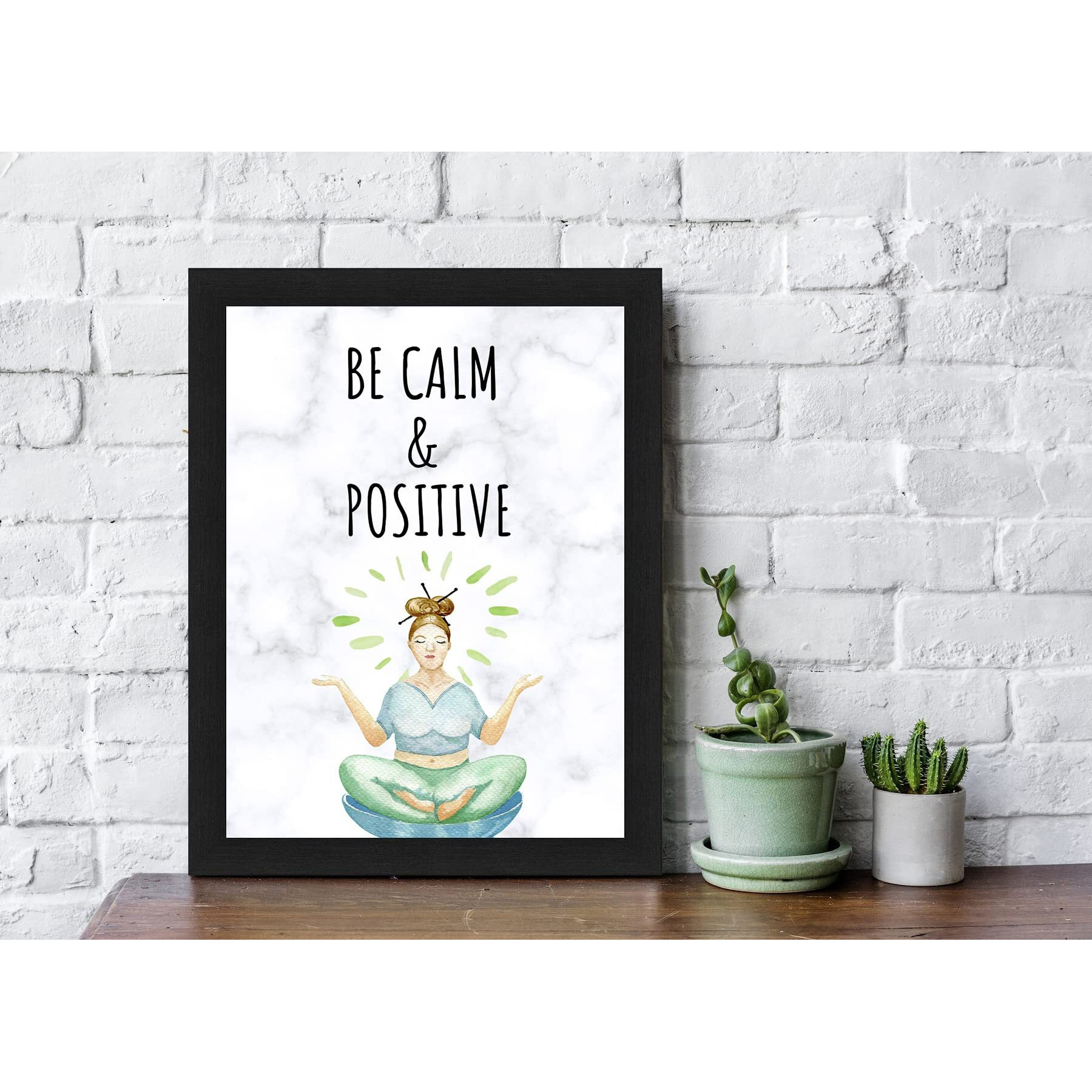 Interio Crafts - Be Calm And Positive - Motivational Quotes Wall Frames,Kitchen Or Office Wall Decor - Synthetic Wood - 13 X 10 Inches