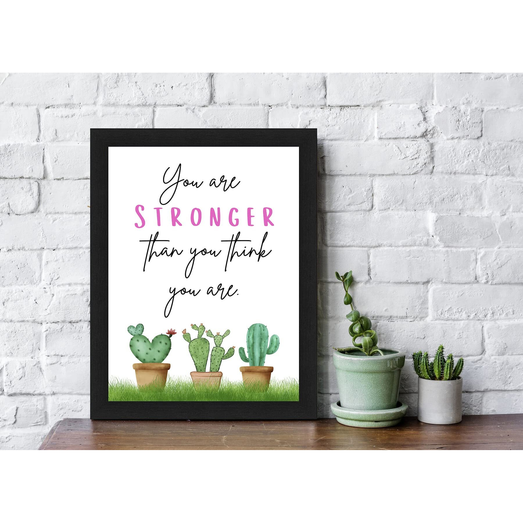 Interio Crafts You Are Stronger Motivational Wall Framed Poster, Quote Wall Poster For Living Room Bedroom Office Wall Decoration,Synthetic Wood, 13 X 10