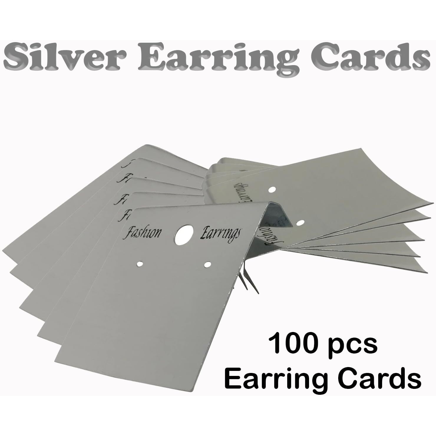 Vama Fashions Earring Studs Display Card Strips Tags Punch Cardboard Dangle Holder Hanging Rectangle Shape Cards For Jewellery (100 Pcs Of Earrings Cards Plain)