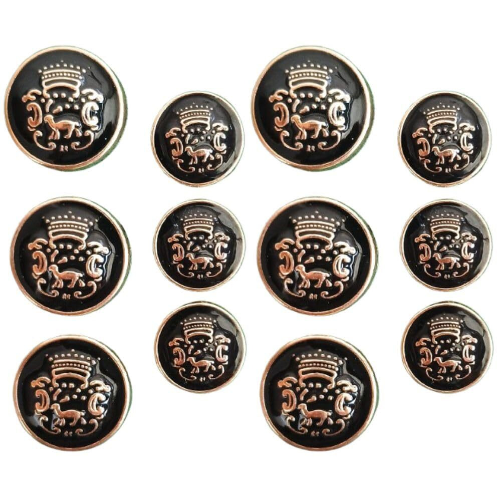 Spongy Metal Buttons For Coat, Suits And Jacket, Set Of 6Pc Big(22Mm) And 6Pc (Small 15Mm) (Pack Of 12Pcs) 1121