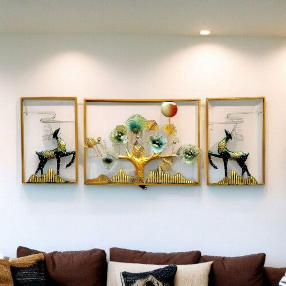 Street Craft - Handcrafted Metal Modern Wall Art Big Deer Frame Multicolor Unique Modern Sculpture For Stylish Interiors Wall Art For Home Decor, Living Room, Bedroom & Office