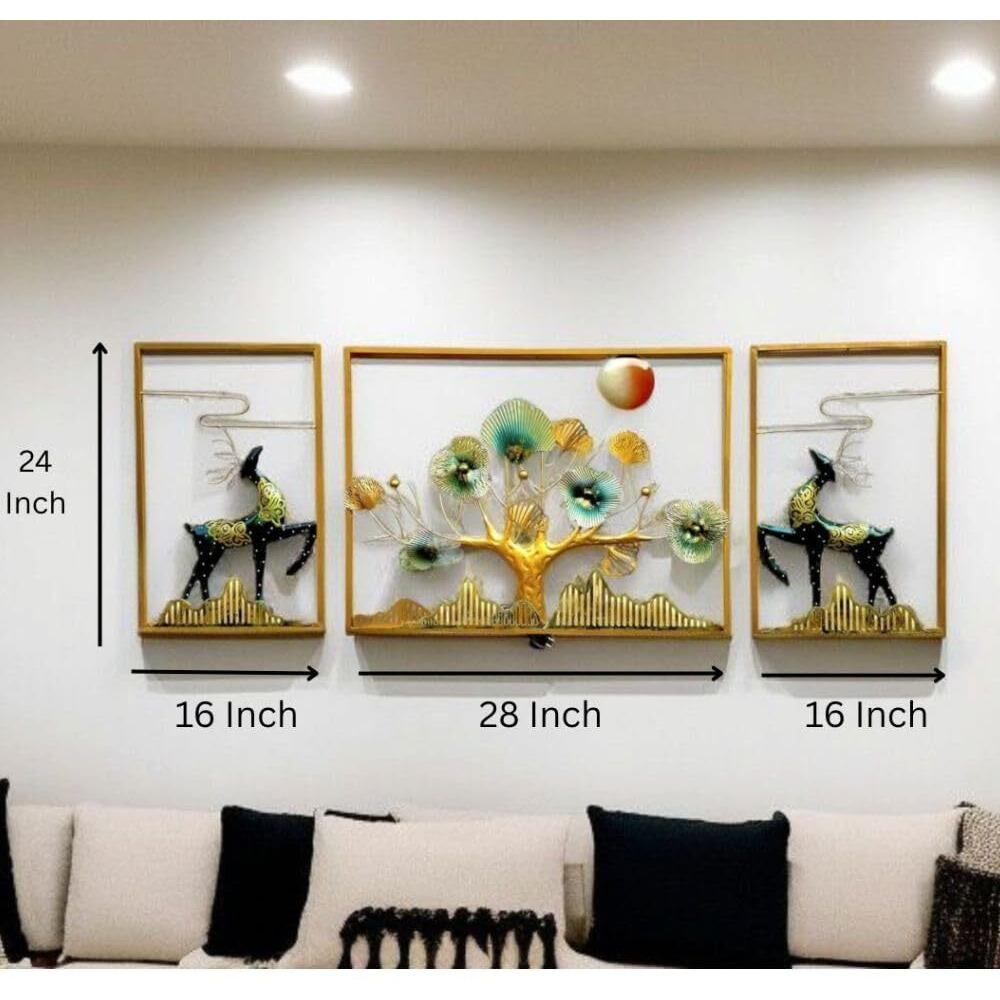 Street Craft - Handcrafted Metal Modern Wall Art Big Deer Frame Multicolor Unique Modern Sculpture For Stylish Interiors Wall Art For Home Decor, Living Room, Bedroom & Office