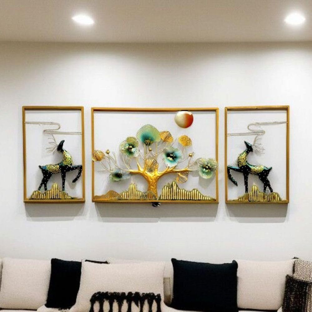 Street Craft - Handcrafted Metal Modern Wall Art Big Deer Frame Multicolor Unique Modern Sculpture For Stylish Interiors Wall Art For Home Decor, Living Room, Bedroom & Office