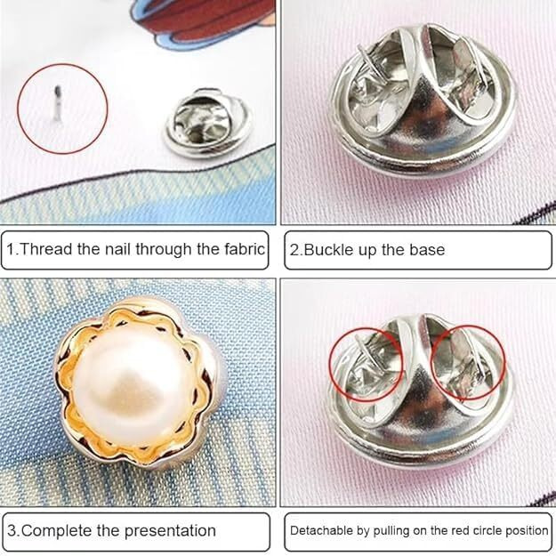 Gopendra 10Pcs Button For Women Shirt Button For Clothing Dress Supplies Clothing Bags Accessories Supplies Diy Crafts, Brooch For Women Shirt Brooch Buttons Cover Up Button (Pearl (10Pc))