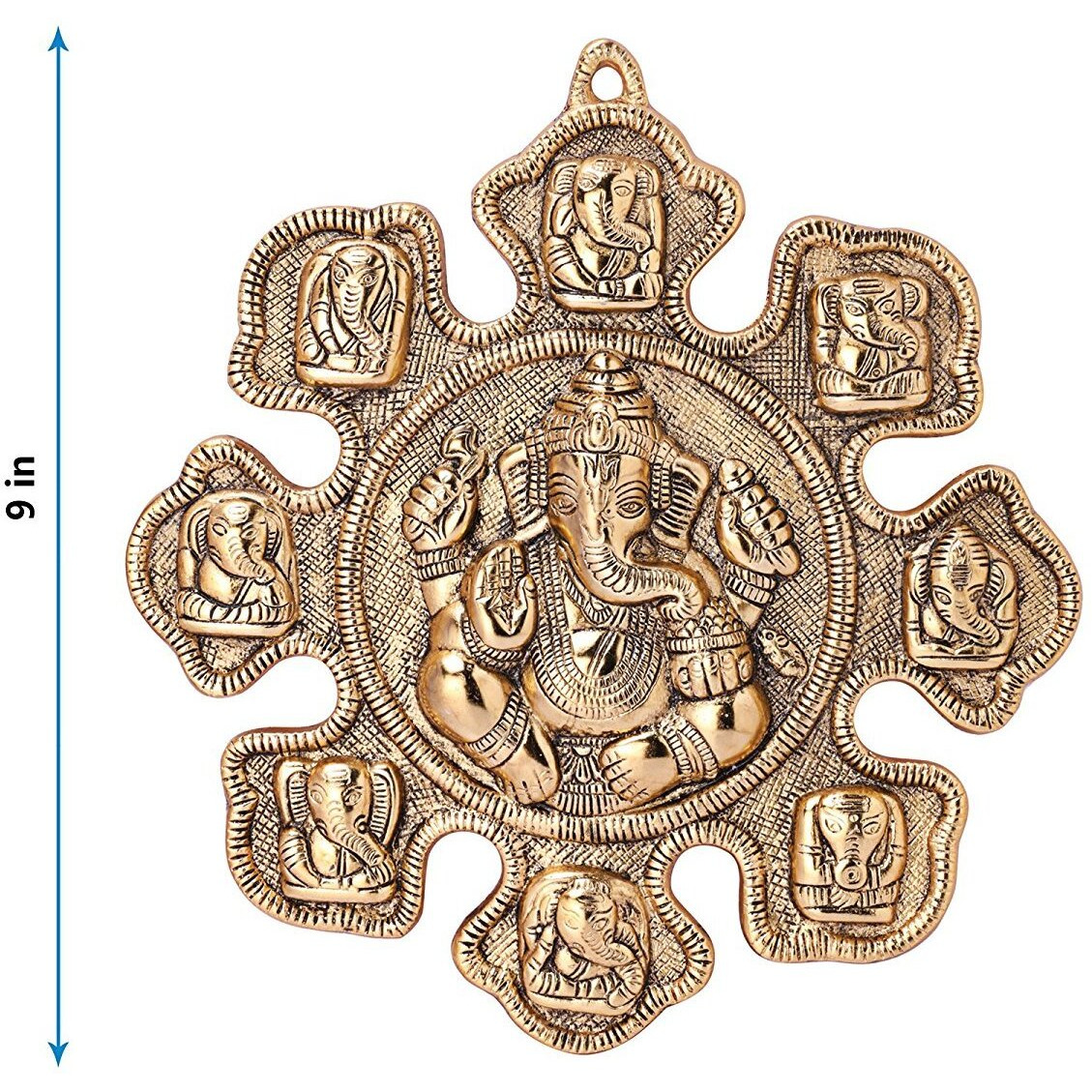 Dreamkraft Astavinayaka (8 Avatar Of Lord Ganesha) Metal Gold Plated Wall Hanging For Home Festive Gifting, Housewarming Decoration And Gift Purpose