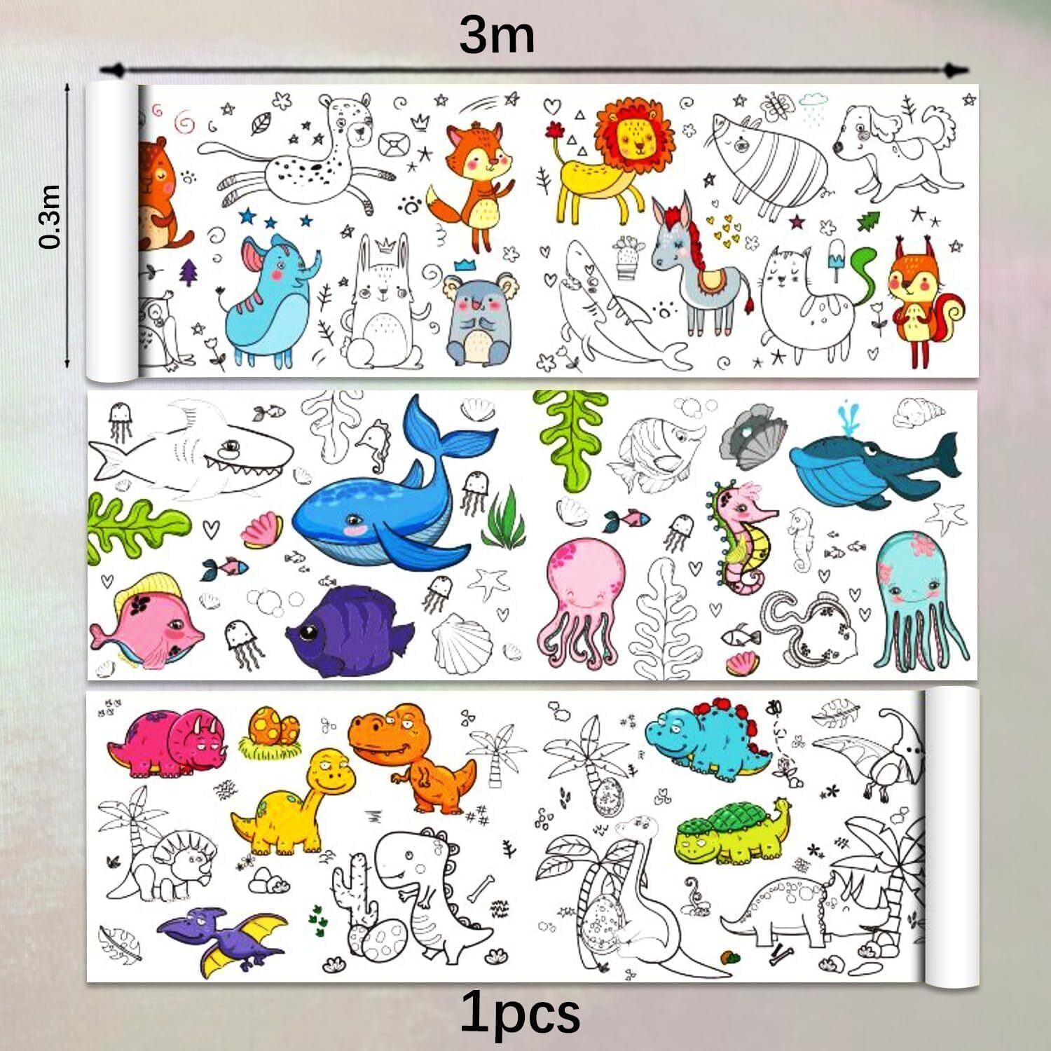 Parshya Drawing Paper Roll, 30 X 300 Cm Large Coloring Poster For Toddlers, Art Paper, Kids Coloring Drawing Paper Roll Best Birthday Gift Kids(Random Deisgn)