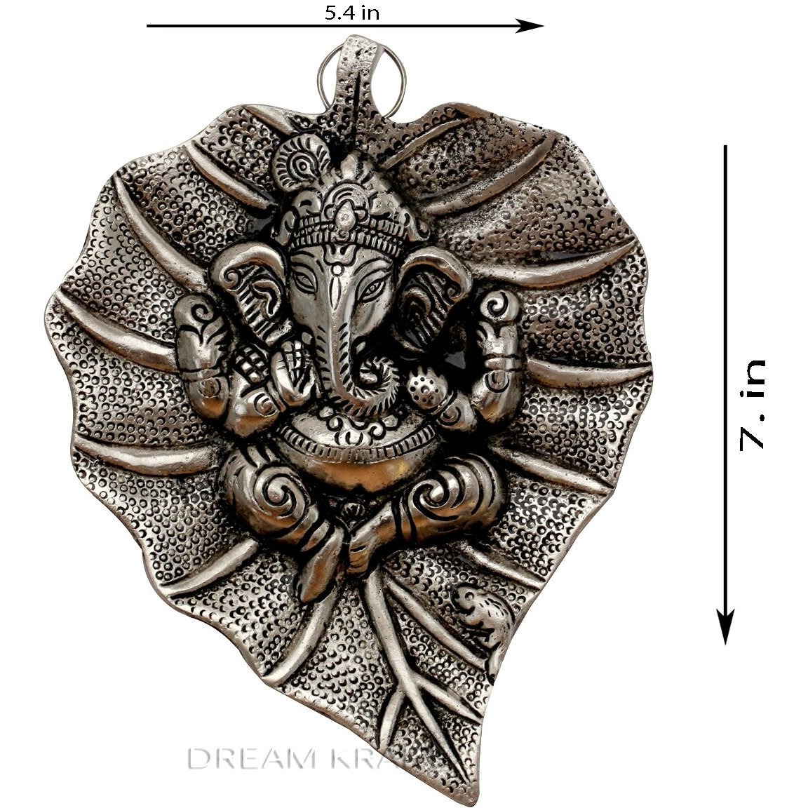 Dreamkraft Metal Leaf Ganesh Door Hanging Wall Art For Home Decor (Silver)