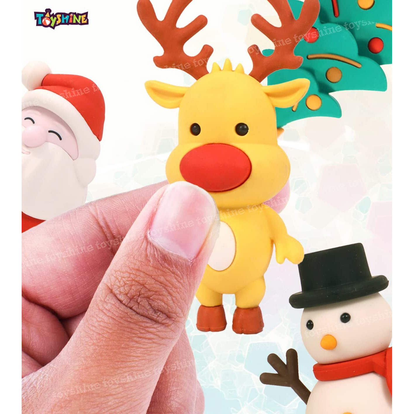 Toyshine Pack Of 4 Christmas Erasers Santa Claus Party Favors Children Study Supplies Classroom Reward Xmas Gift