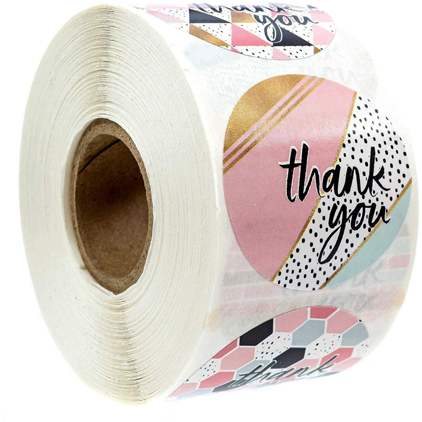 Kcr Pink Round Thank You Stickers For Favor Party Gift Packaging (500 Stickers)