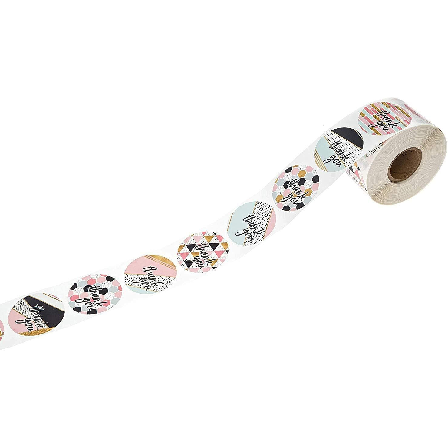 Kcr Pink Round Thank You Stickers For Favor Party Gift Packaging (500 Stickers)