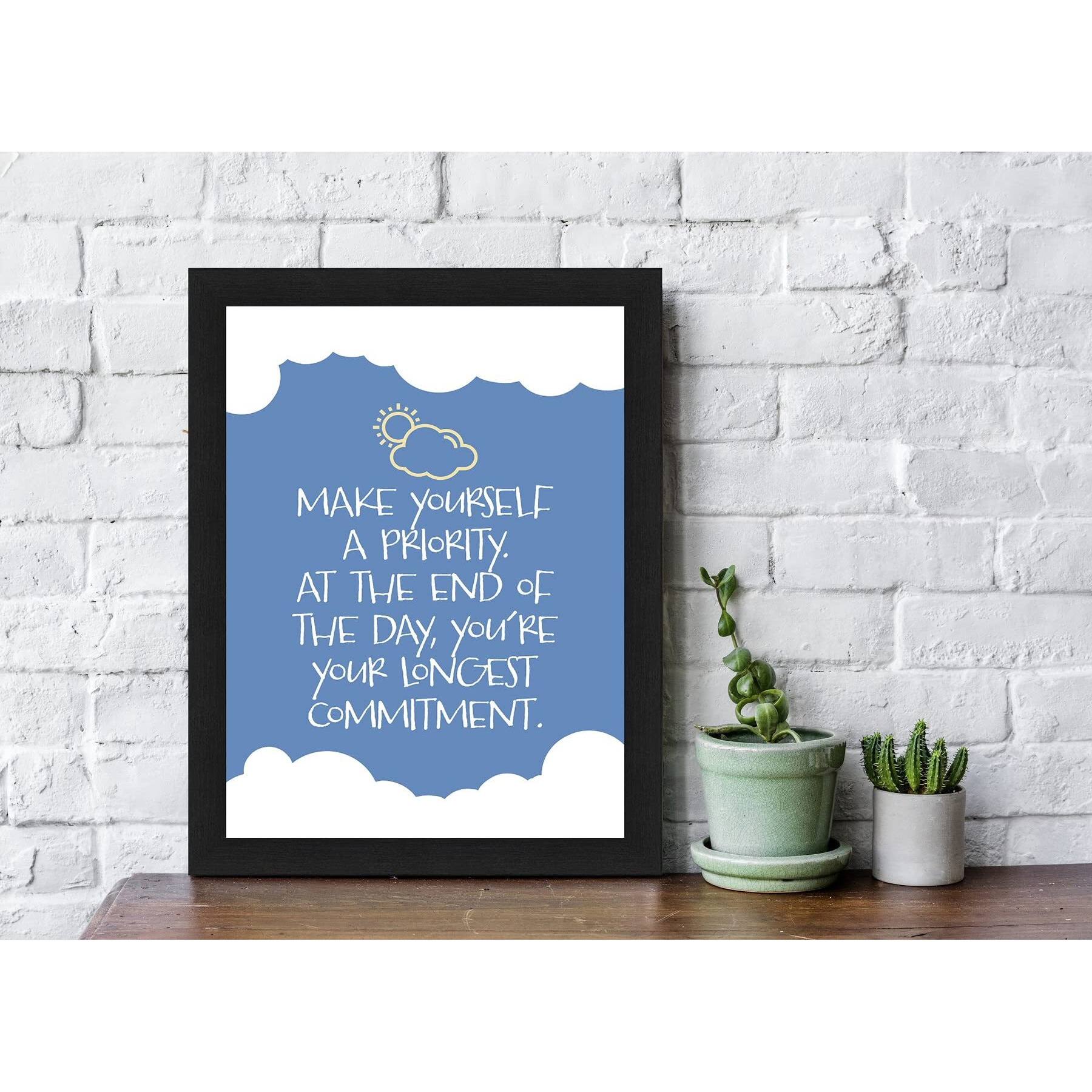 Interio Crafts Make Yourself A Priority Motivational Framed Poster, Black, Size 13 X 10 Inch