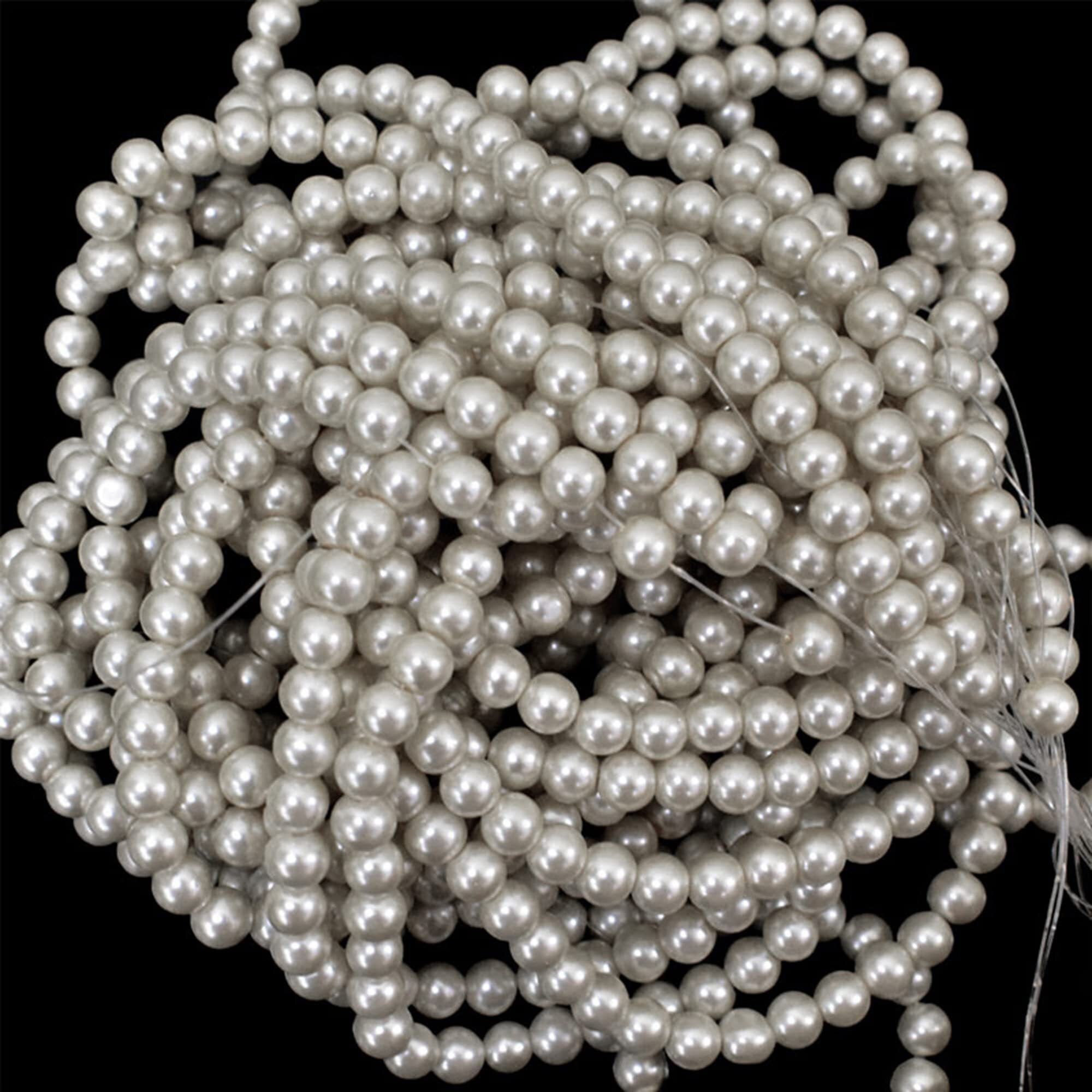 Embroiderymaterial 200 Pcs Of Silver Pearl Glass Beads (8Mm) For Embroidery, Diy Crafts, Jewellery Making, Saree Embellishments, Dress Designing & Decorative Projects