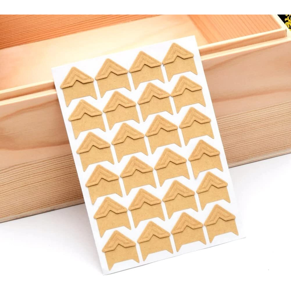 Sunkizzrs 5 Sheets Photo Corners Self Adhesive Mounting Sticker Paper Corner Stickers For Scrapbook Album (Kraftwall, 8.9 Cms)