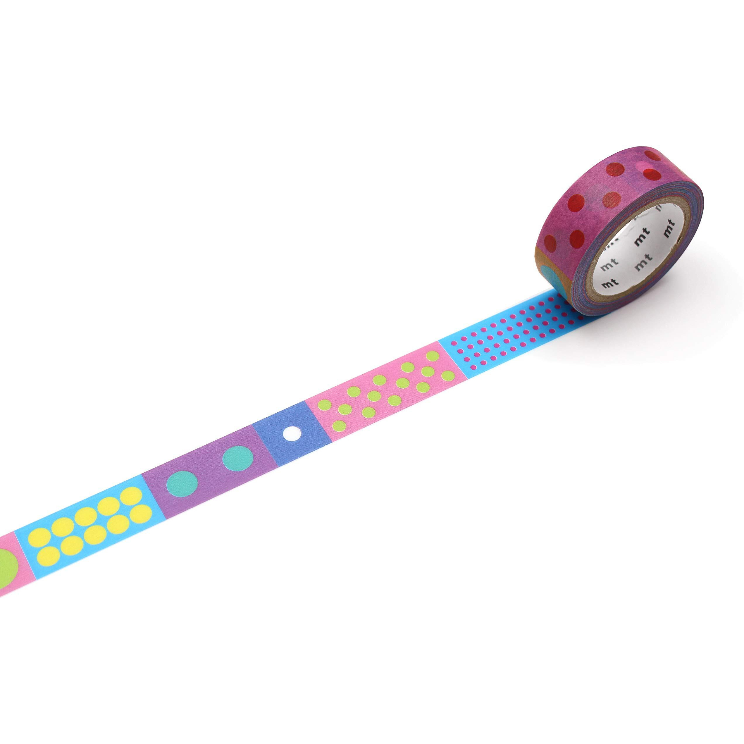 Mt Washi Masking Tape, 15Mm X 7 Mtrs Shade -Kapitza Polka Dot Vivid, (Pack Of 1)